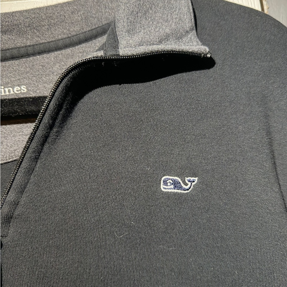 Vineyard Vines Black/Gray Whale Patch Quarter Zip